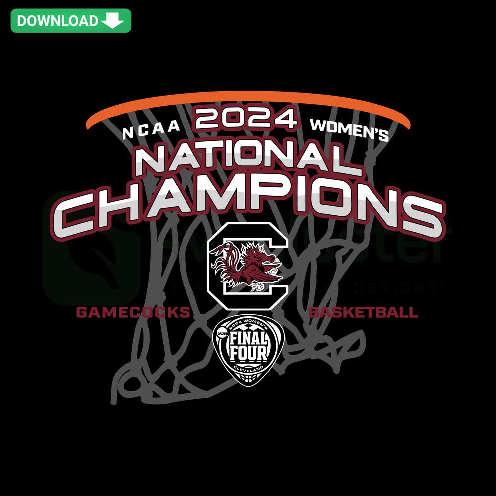 South Carolina Women's Basketball 2024 National Champions SVG, Cricut Design: Victory logo, trophy symbol, celebratory colors.