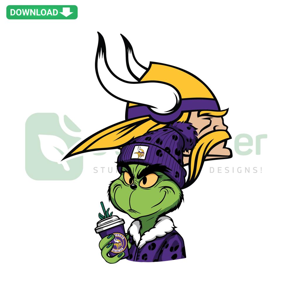Grinch Minnesota Vikings SVG: Festive Grinch in Vikings Colors, Perfect for Holiday Crafting, Digital Download