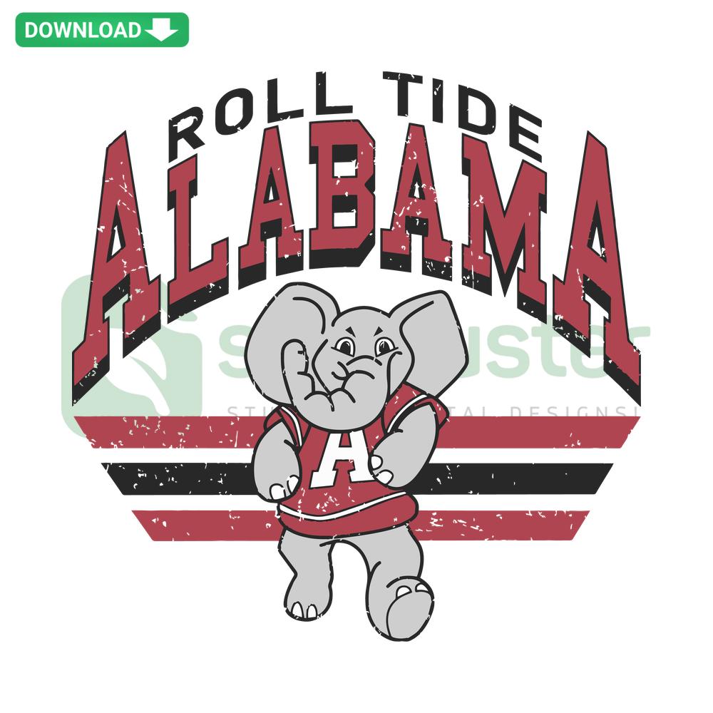 Retro Roll Tide Alabama Crimson SVG; vintage Alabama script, bold crimson and white, perfect for fans, DIY projects, or gifts.