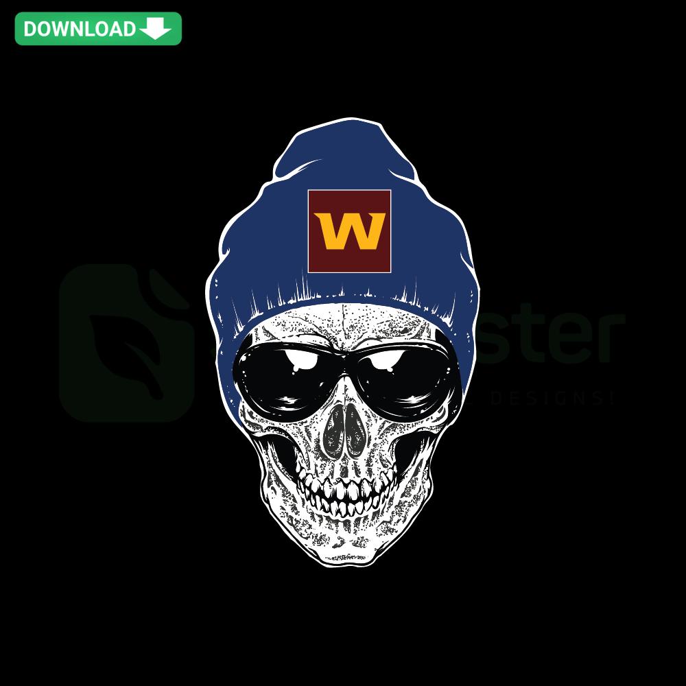 Skull Washington Football SVG: Intricate design, ideal for cards, featuring a skull with Washington football elements. SVG Template.