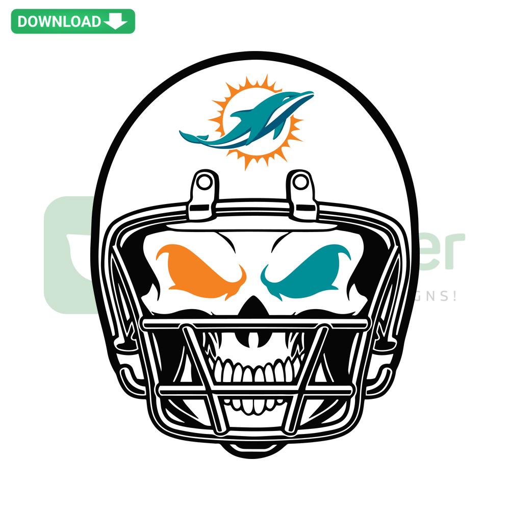 Miami Dolphins Skull Helmet SVG Digital Download, Intricate Crafting Design, Sports-Themed Graphic for DIY Projects
