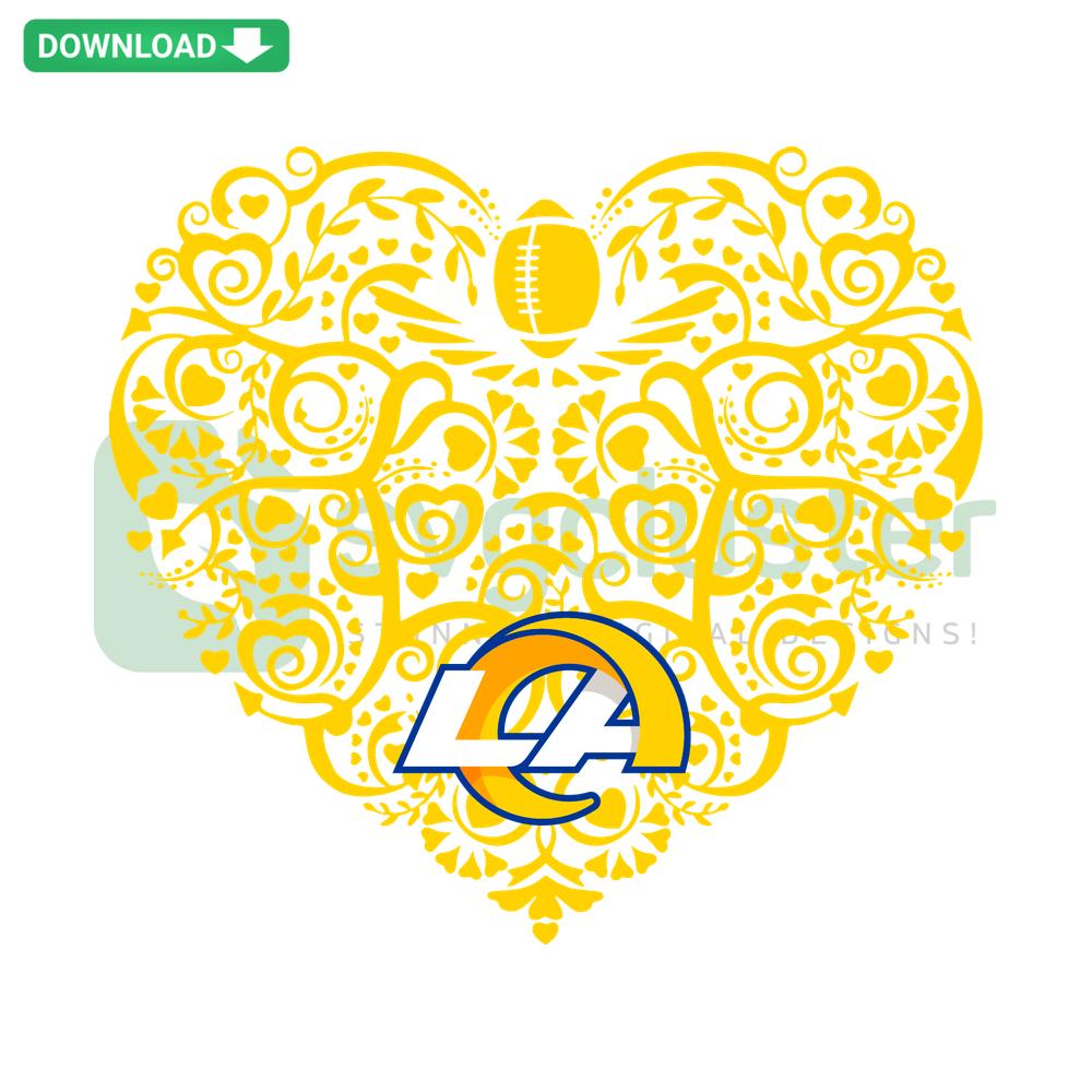 Los Angeles Rams Football Heart SVG, Team Logo, Heart-shaped Design, Digital Download, SVG Design Resources, NFL, Fan Art