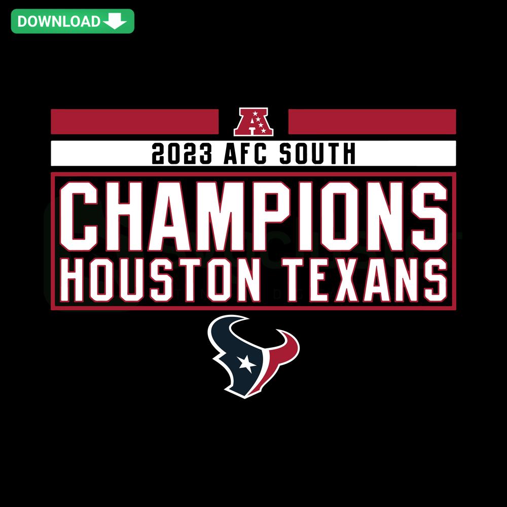 Houston Texans 2023 AFC South Champions SVG, sleek wall art design with team logo, perfect for sports fans' decor and crafting.