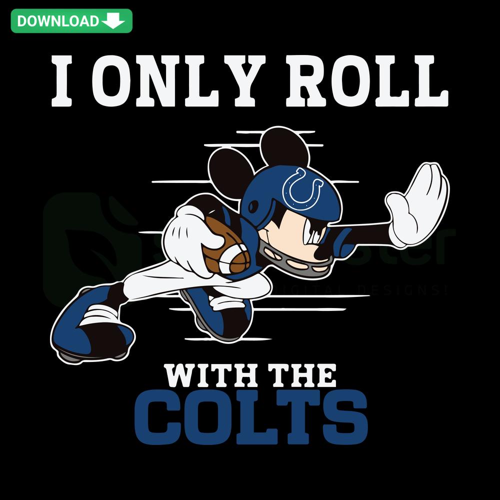 Colts SVG Design, Text I Only Roll With The Colts, Commercial Use, Digital Download, Horse Shoes, Blue and White Vector File