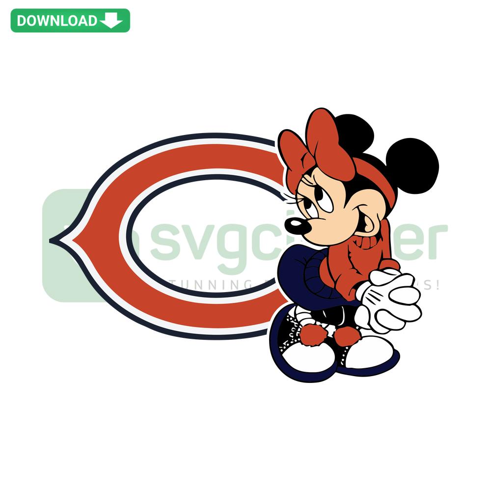 Chicago Bears Minnie SVG Design featuring Minnie Mouse with Bears logo, ideal for digital download and design resources.