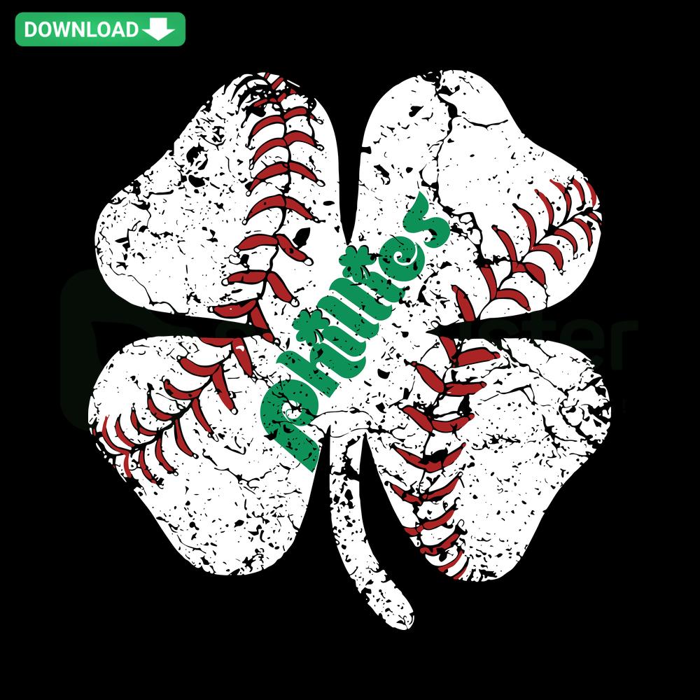 Philadelphia Phillies shamrock baseball SVG for St Patrick's Day; instant digital download.