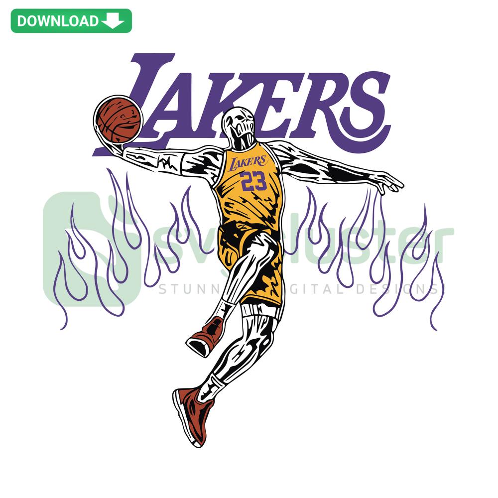Lebron James Lakers Skeleton SVG, Editable NBA Basketball Design, Digital SVG File, Los Angeles Lakers Star Art