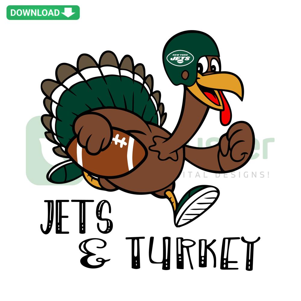 Jets Football Turkey SVG - Fun Thanksgiving Football Digital Art, Instant Download, Perfect for Crafts, Sports-Themed Decor