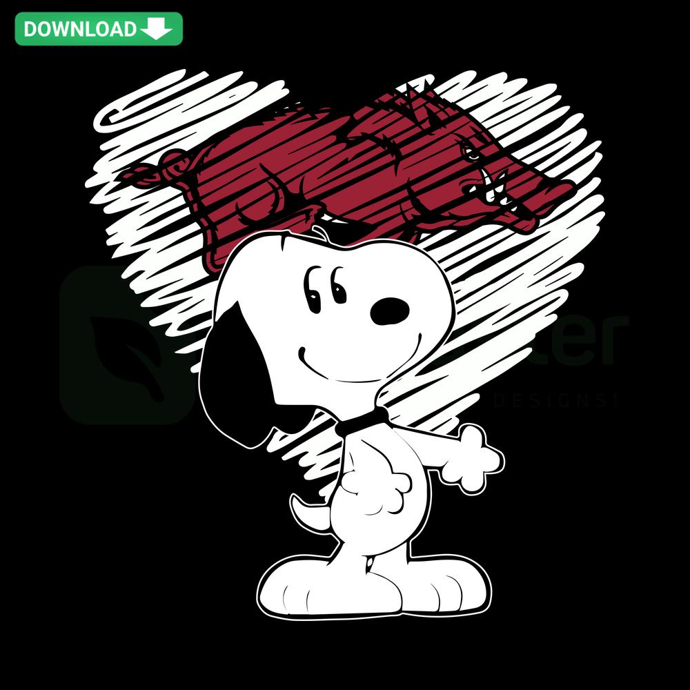 Snoopy Arkansas Razorbacks SVG Cricut Digital Download, Razorbacks logo with Snoopy, commercial use SVG files, sports design.