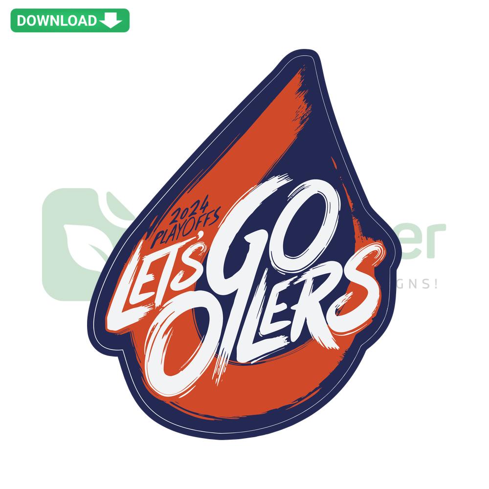 Lets Go Oilers Hockey 2024 Playoffs Stanley Cup SVG; bold blue text design, perfect for sports-themed home decor.