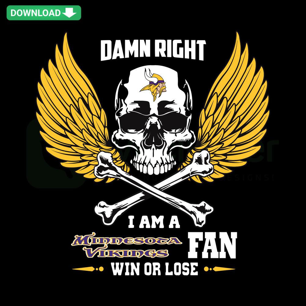 Minnesota Vikings Fan SVG Design Purple Text Win or Lose Premium Graphics