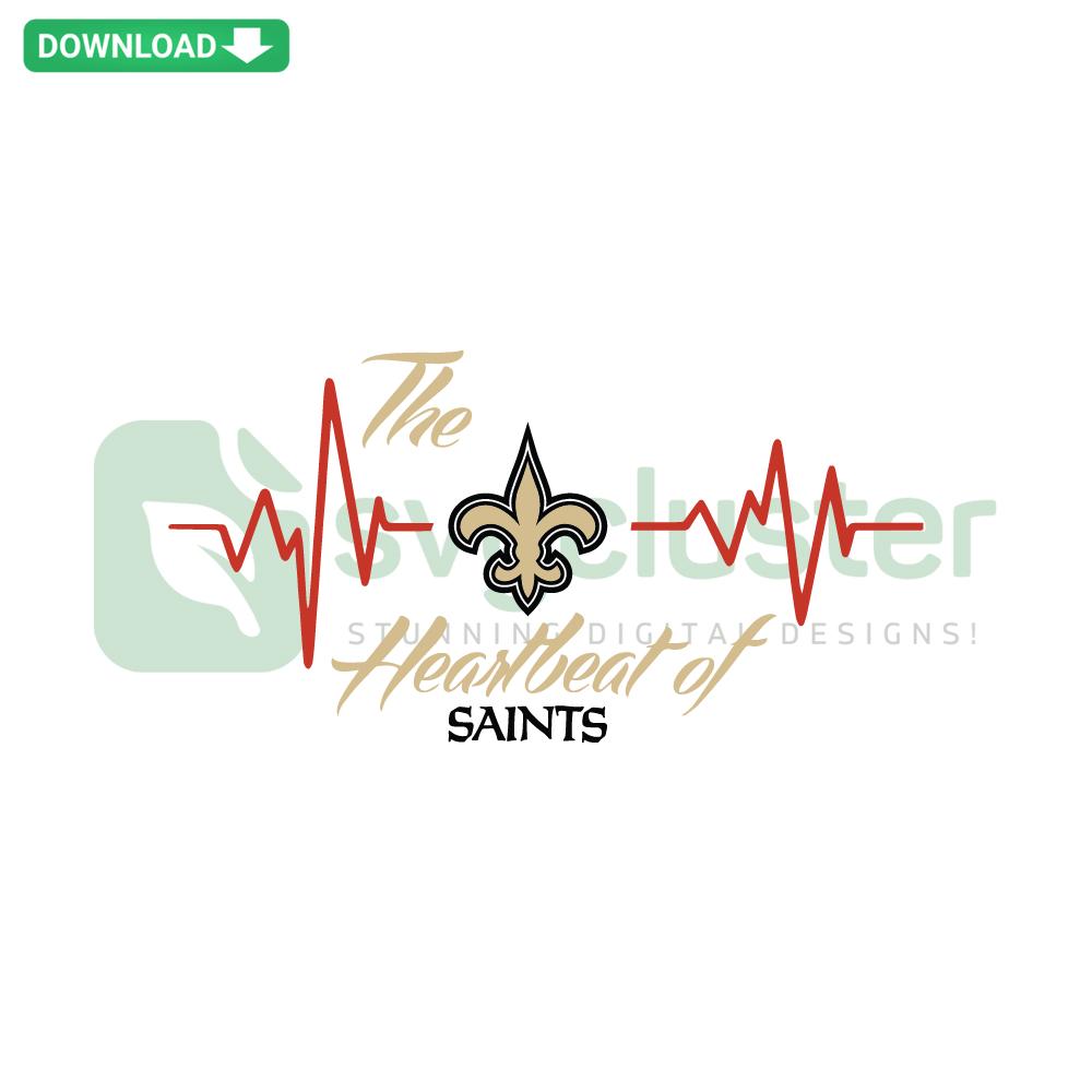 New Orleans Heartbeat Of Saints SVG: Stylish cut file featuring heartbeat line forming a fleur-de-lis, perfect for Saints fans.