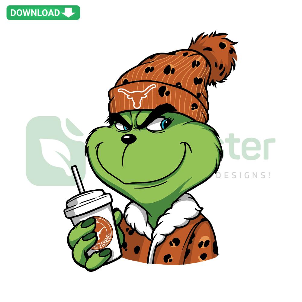 Grinch Texas Longhorns Logo SVG, digital download for Cricut, Silhouette; unique Texas team design with Grinch twist.
