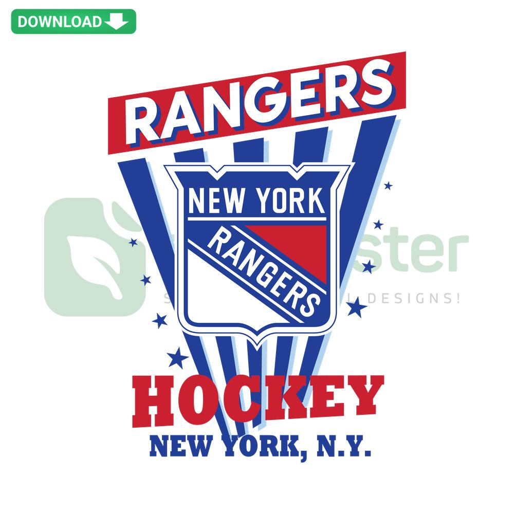 Vintage Rangers Hockey Logo New York SVG Clip Art, Retro SVG Digital Download, Classic Ice Hockey Sports Emblem Design
