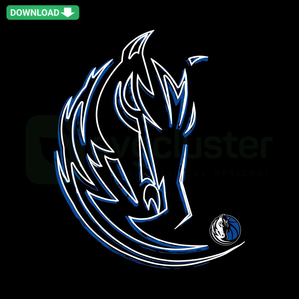 Dallas Mavericks baseball SVG featuring horse mascot, MLB design files for instant download, perfect for sports-themed crafts.