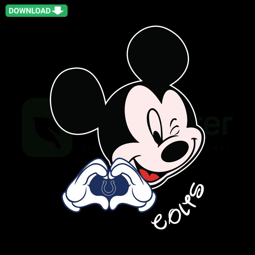 Mickey Mouse holding a Colts football helmet SVG design, perfect for Cricut crafts and home decor, sports-themed digital download.