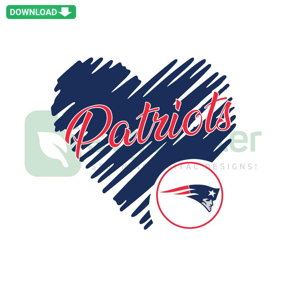 New England Patriots heart-shaped logo SVG download, customizable and editable digital design file for crafts and projects.