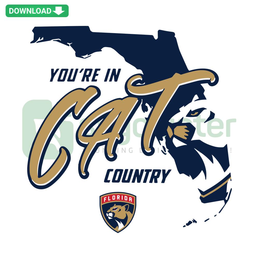 Florida Panthers Cat Country SVG: Seamless Cricut-ready design featuring vibrant team logo for digital download, perfect for craft projects.