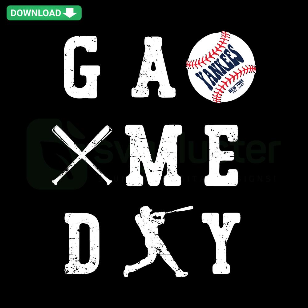 Game Day Baseball New York Yankees SVG, Printable Design - Digital Download with Yankees Logo, Perfect for DIY Projects