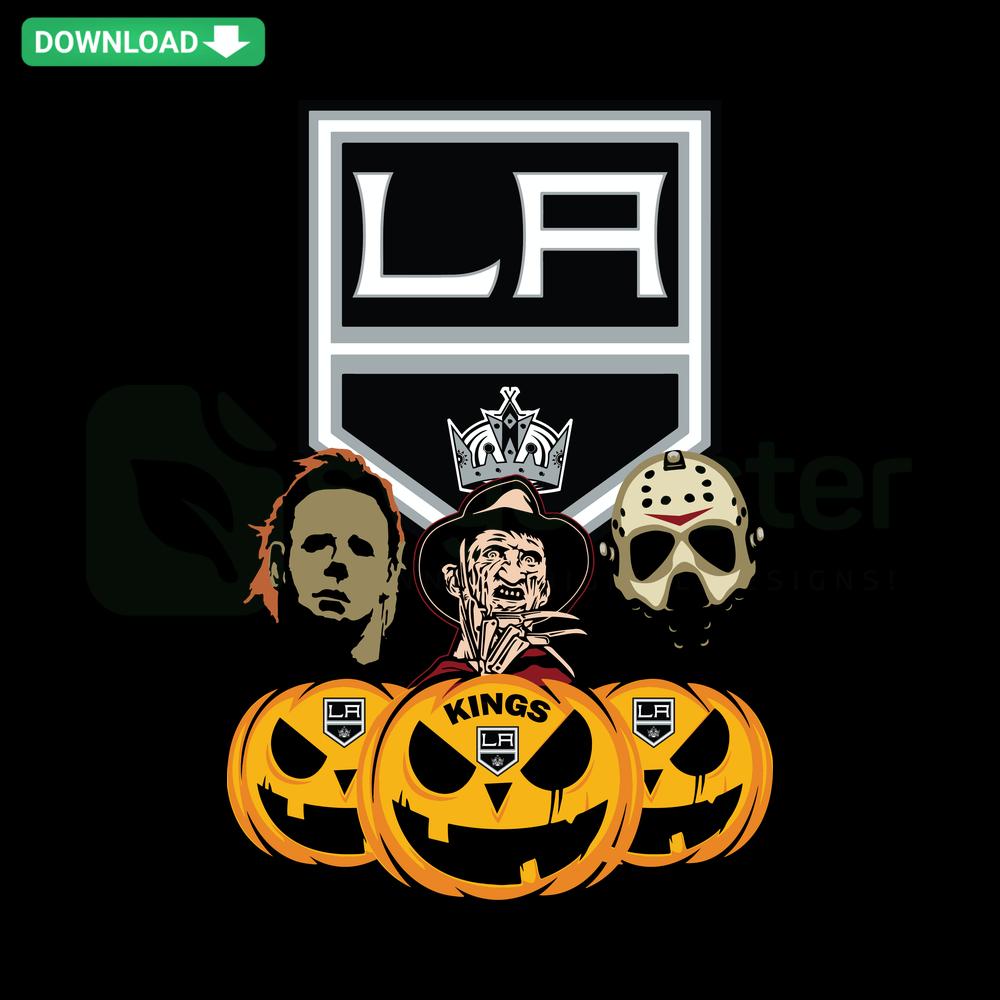 Los Angeles Kings Halloween Horror Movie Pumpkin SVG, Instant Download, Cricut Design – Spooky NHL Team Logo, Halloween Decor