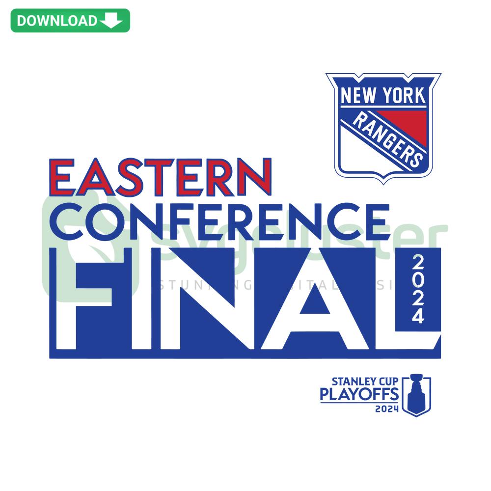 New York Rangers 2024 Eastern Conference Finals SVG, featuring team logo and playoff graphics, ideal for crafting and cuts.