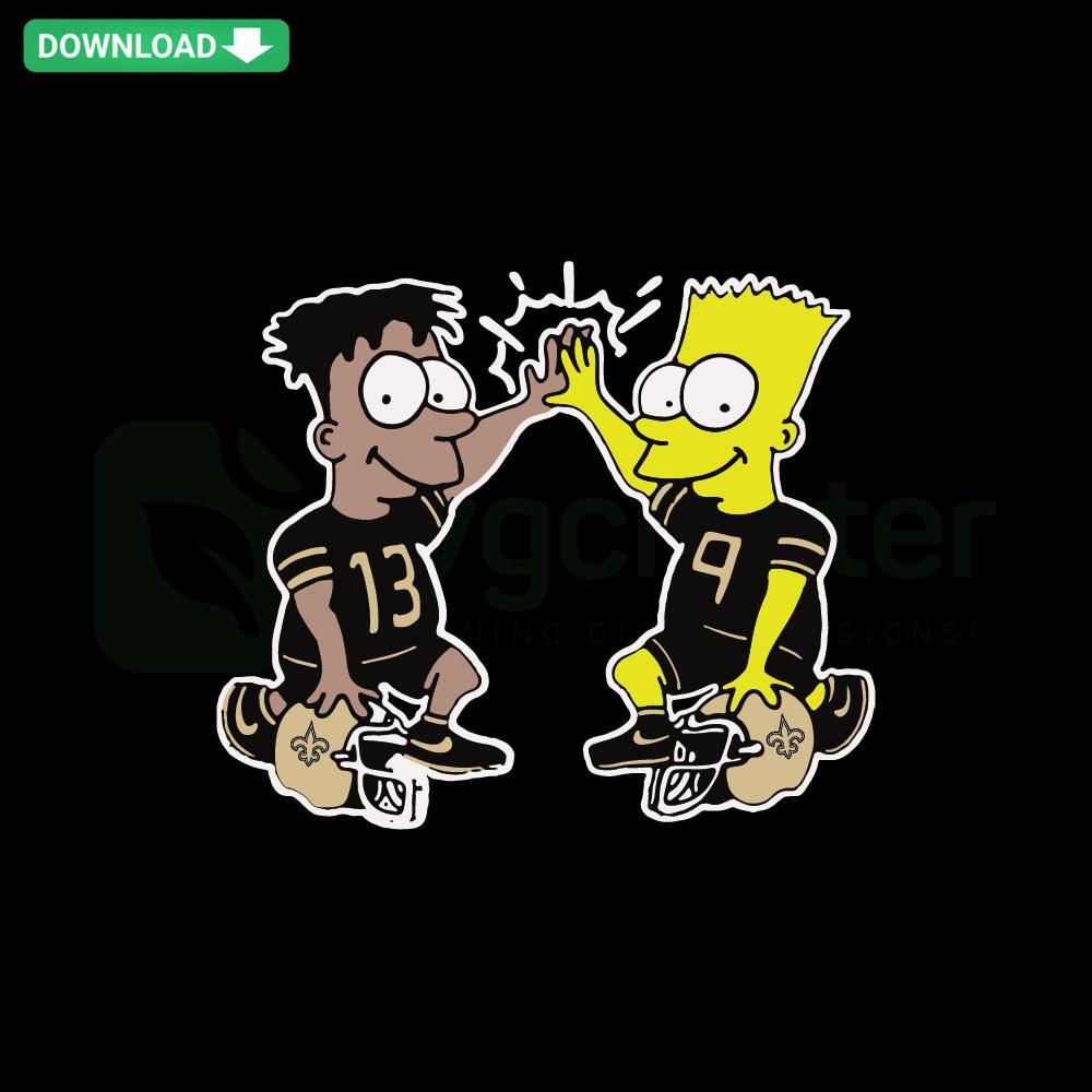 The Simpsons New Orleans Saints logo SVG, featuring Bart in a Saints jersey, premium digital download graphics.