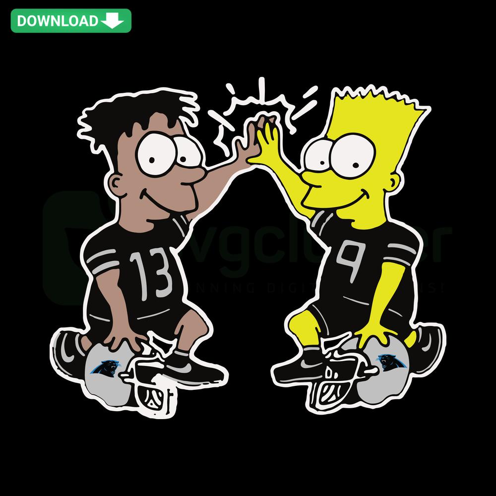 Simpson-themed Carolina Panthers SVG design, perfect for scrapbooking, featuring team colors and unique graphic elements.