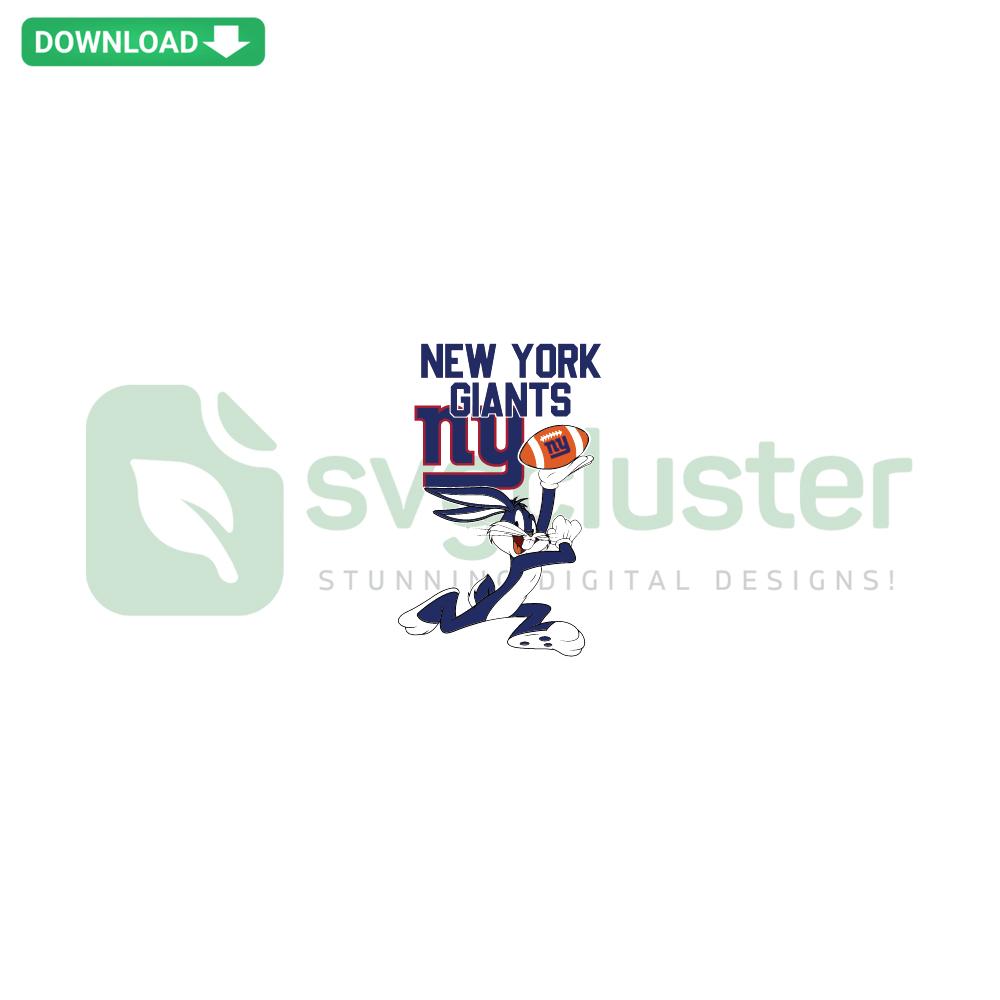 New York Giants Football Bunny SVG, cute bunny holding a football, perfect for DIY crafts, digital download sports design files.