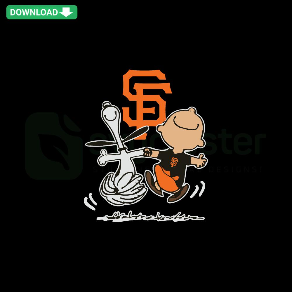 San Francisco Giants Snoopy Charlie Brown SVG, editable for Cricut; features Peanuts characters in team attire, ideal for SF Giants fans.