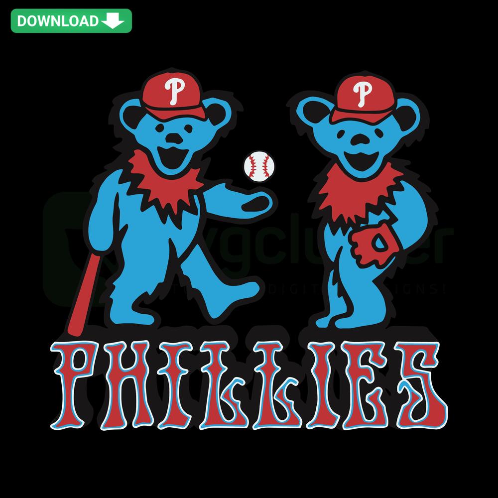 Koala wearing Philadelphia Phillies cap, batting with baseball bat; SVG file for Cricut, Silhouette crafting.