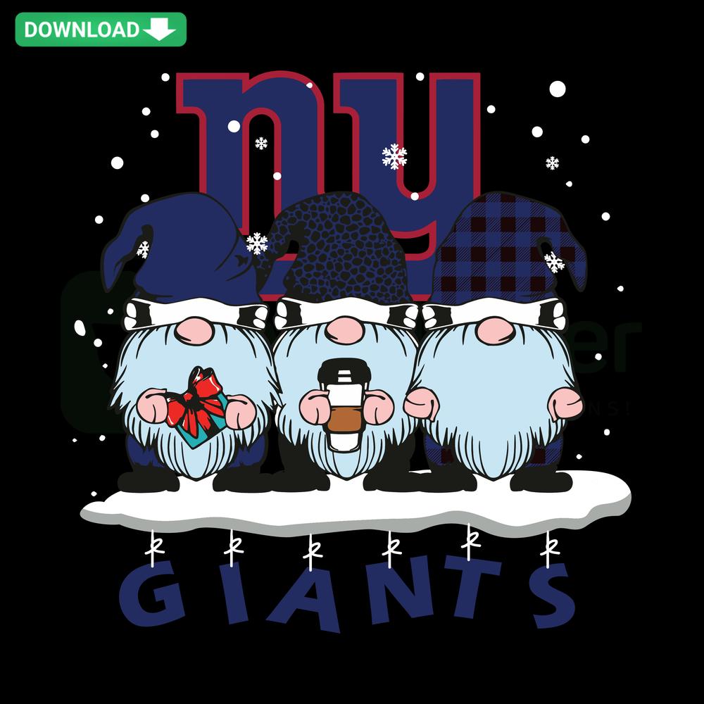 New York Giants-themed gnomes SVG vector download, playful sports decor, fan art design.