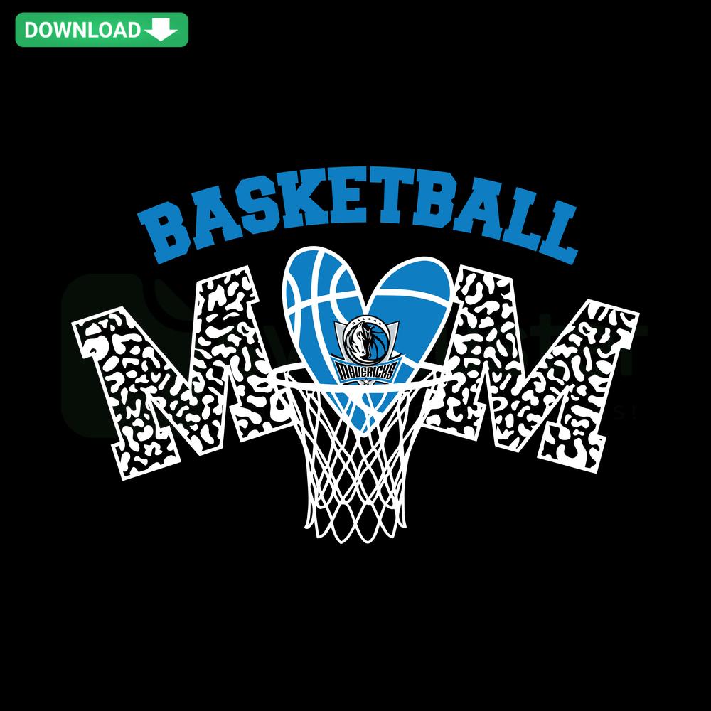 Retro Dallas Mavericks Basketball Mom SVG, high-quality design featuring net and team colors for crafting and customization.