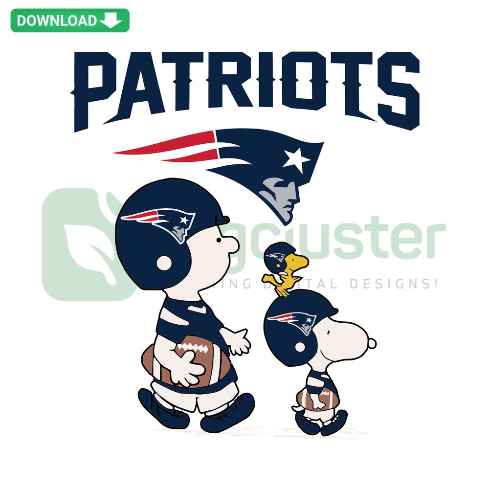 Snoopy Peanuts New England Patriots SVG logo, cartoon football graphics, instant download, digital art design.