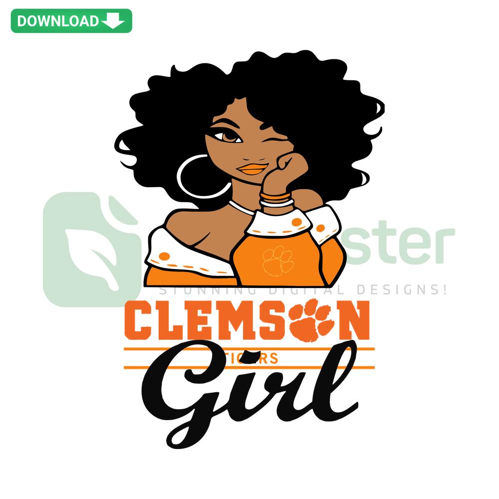 Clemson Tigers Girl SVG, Digital Download Craft, Cheerleader Design, Orange & Purple, School Spirit, Printable Cricut Cut File