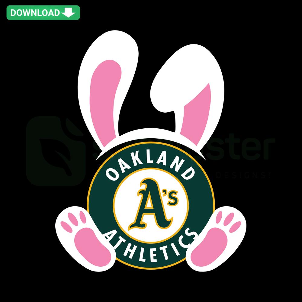 Oakland Athletics Easter Bunny SVG: festive digital design blending A's logo with playful bunny theme for home decor and crafts.