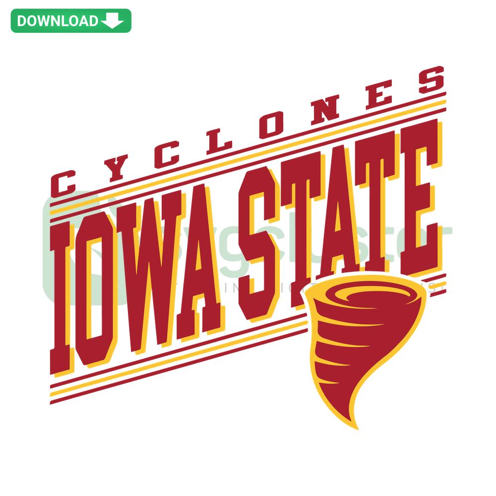 Vintage Iowa State Cyclones NCAA SVG, classic team logo, red and gold colors, digital download for Cricut and Silhouette cutters.