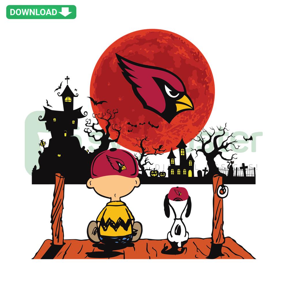 Charlie Brown & Snoopy SVG, Arizona Cardinals logo, SVG for Commercial Use, vector design, cartoon characters, sports decor.