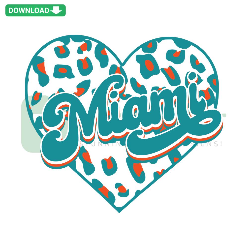Leopard Print Heart with Miami Typography SVG, Vector Graphic for Cricut, Silhouette, Digital Download, DIY Craft Design