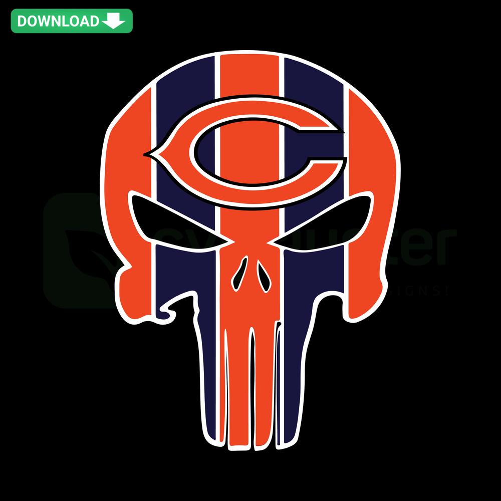 Chicago Bears Logo Skull SVG for Cricut: Premium digital download with fierce bear-themed skull design, ideal for designers.