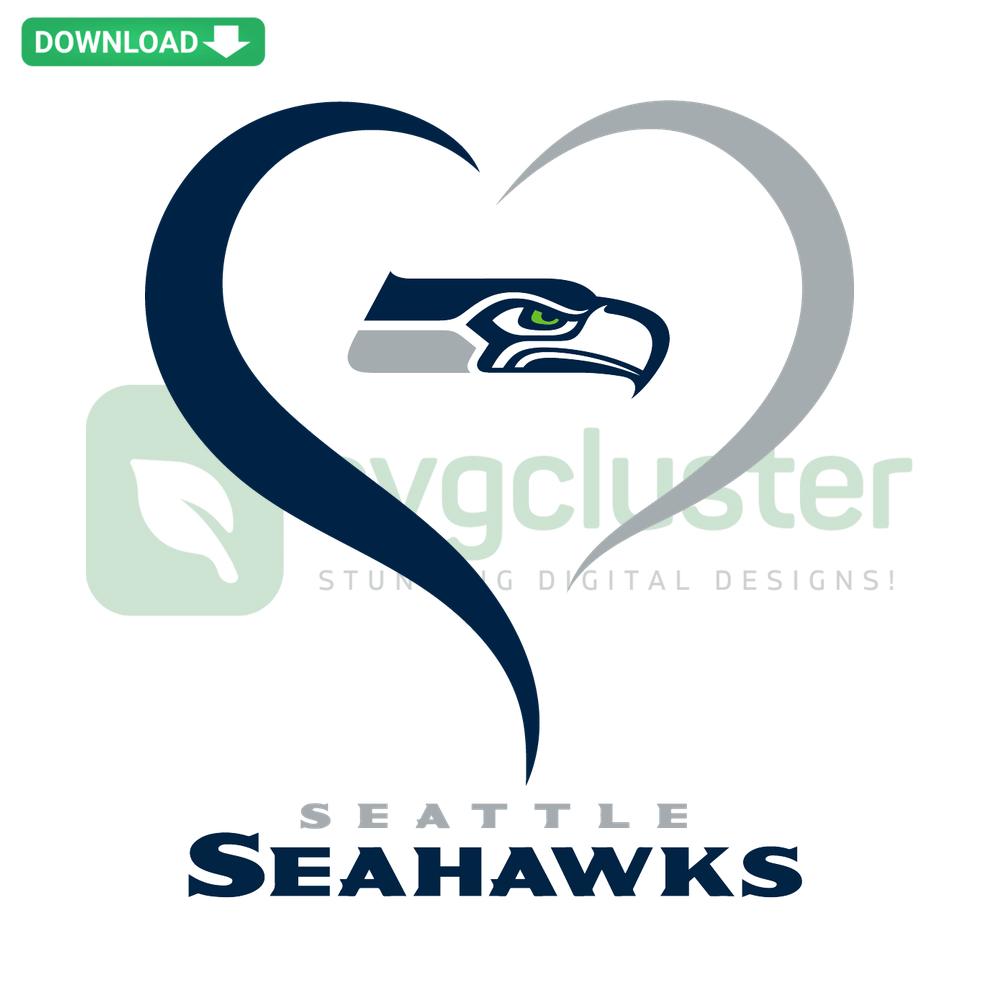 Seattle Seahawks SVG Digital Download - Features a bold Seahawks logo with Love text in team colors. Printable SVG files.