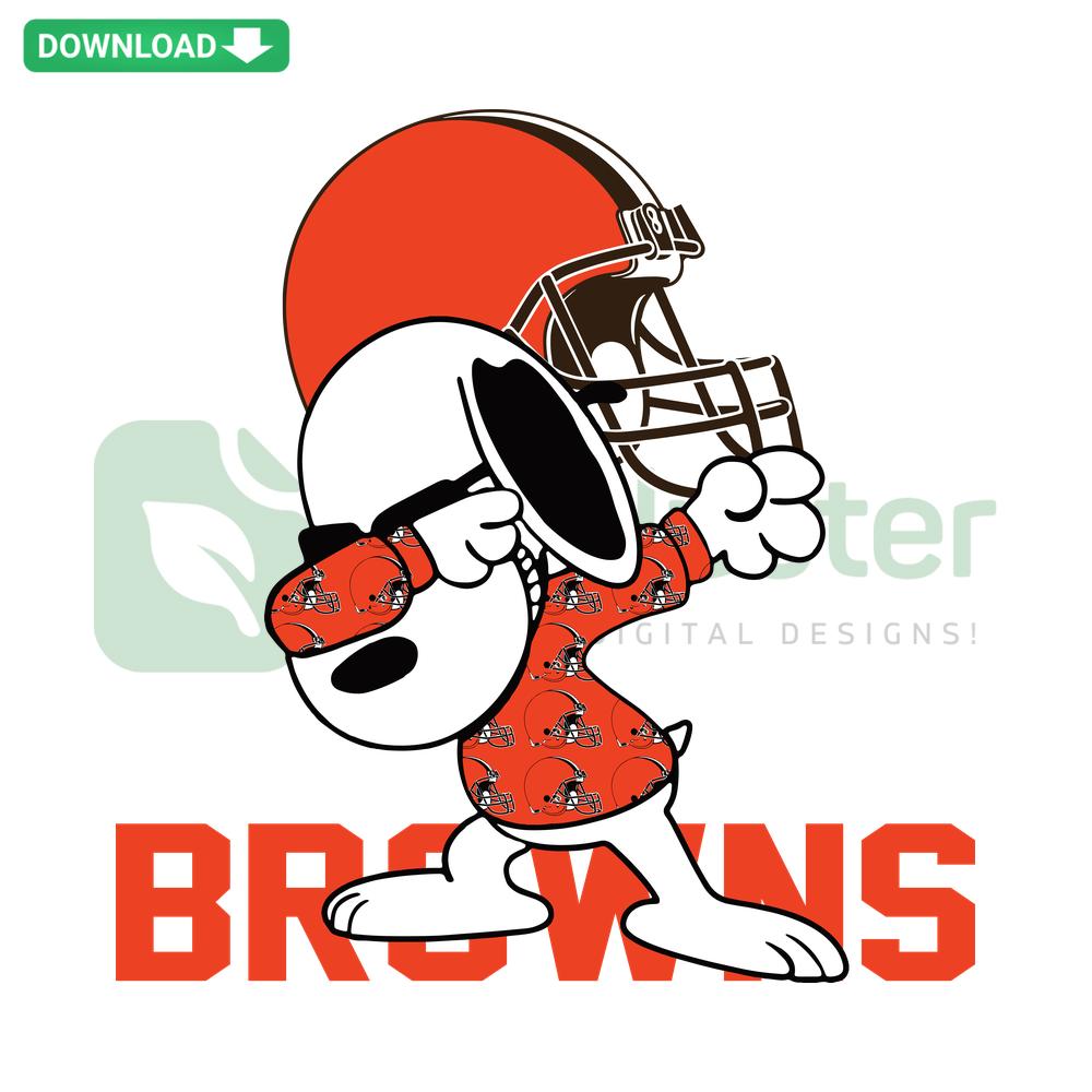 Snoopy dabbing wearing Browns gear, football SVG design, perfect for sports-themed digital projects, designer resources.
