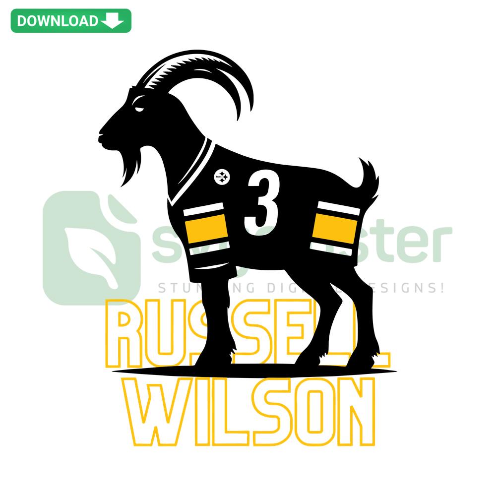 Russell Wilson GOAT Steelers Football SVG, digital download featuring Wilson as a goat, printable NFL-themed SVG design.