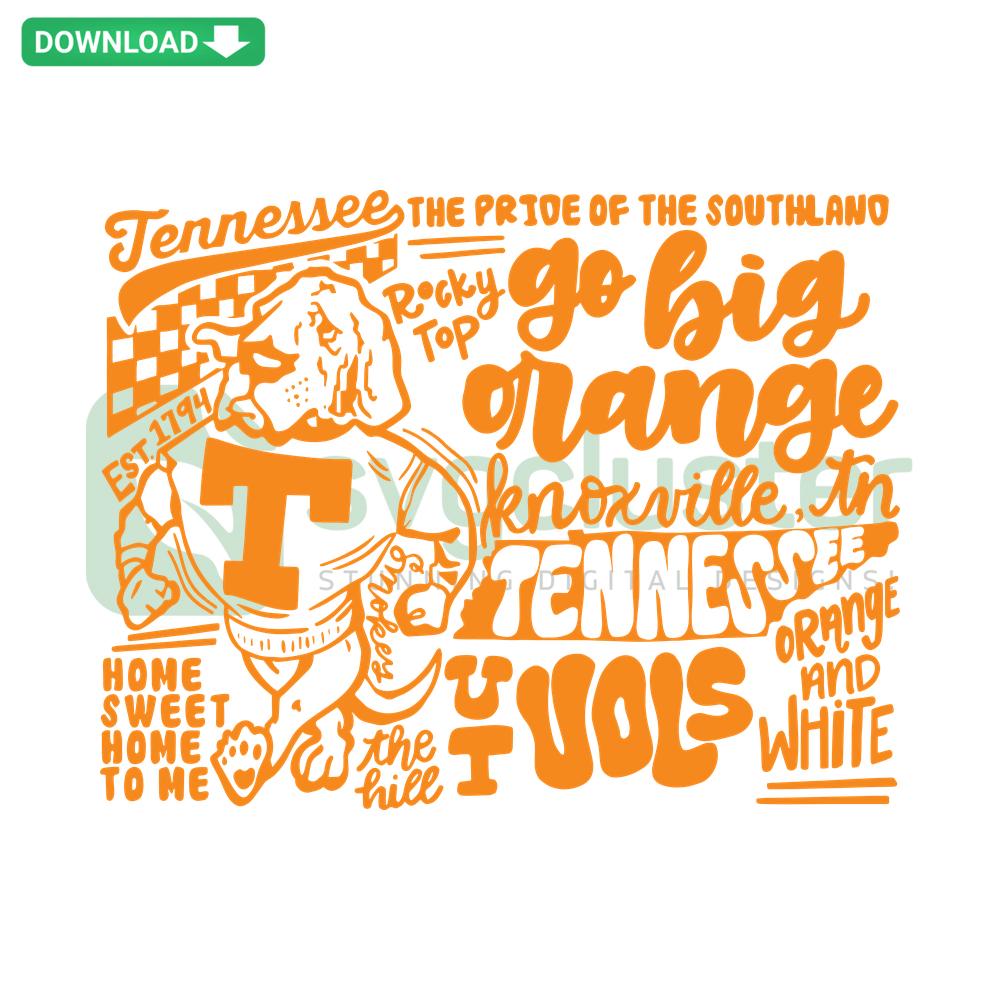 Vintage Tennessee Go Big Orange Distressed SVG, NCAA Editable Design, Ideal for Cricut, Retro Sports Style Artwork
