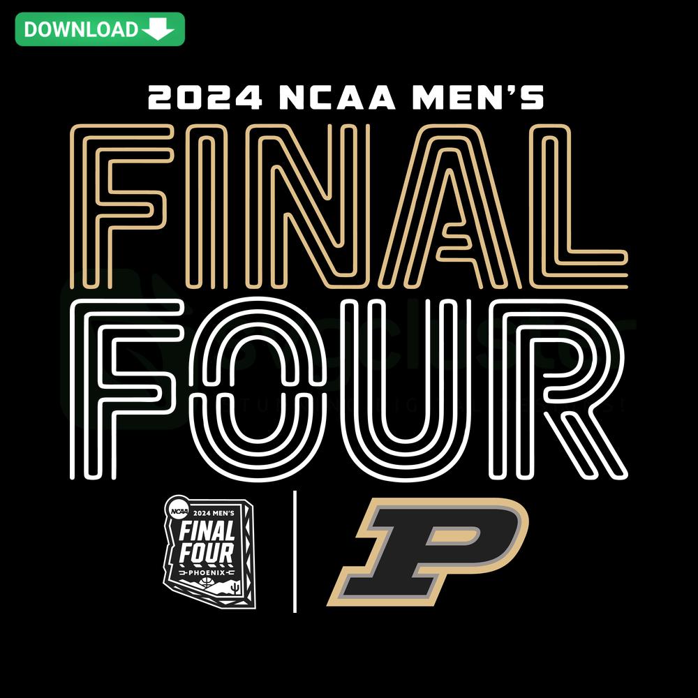 Purdue MBB 2024 Final Four neon design SVG, instant digital download, bold yellow basketball graphic, perfect for fan apparel.