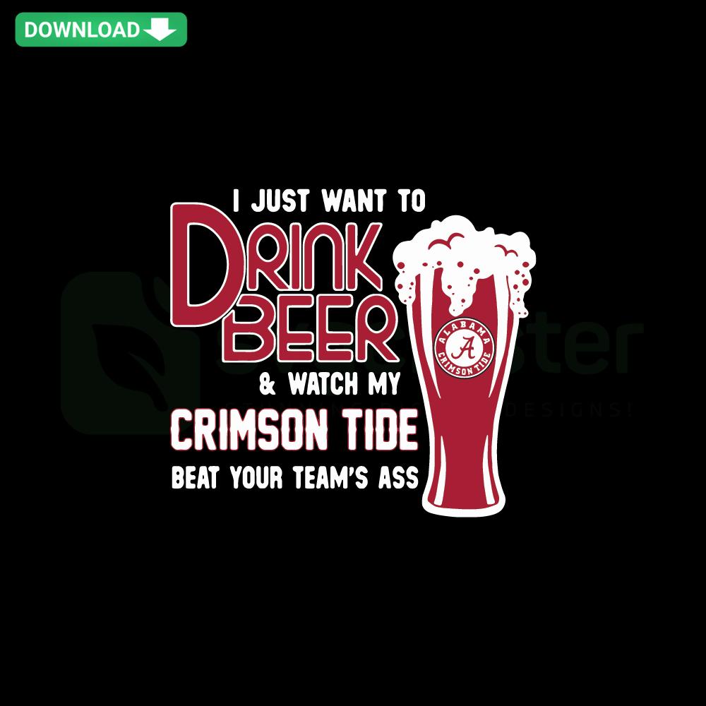 Crimson Tide Beer SVG design, humorous football quote with beer and team rivalry focus, perfect for fans, download SVG image.