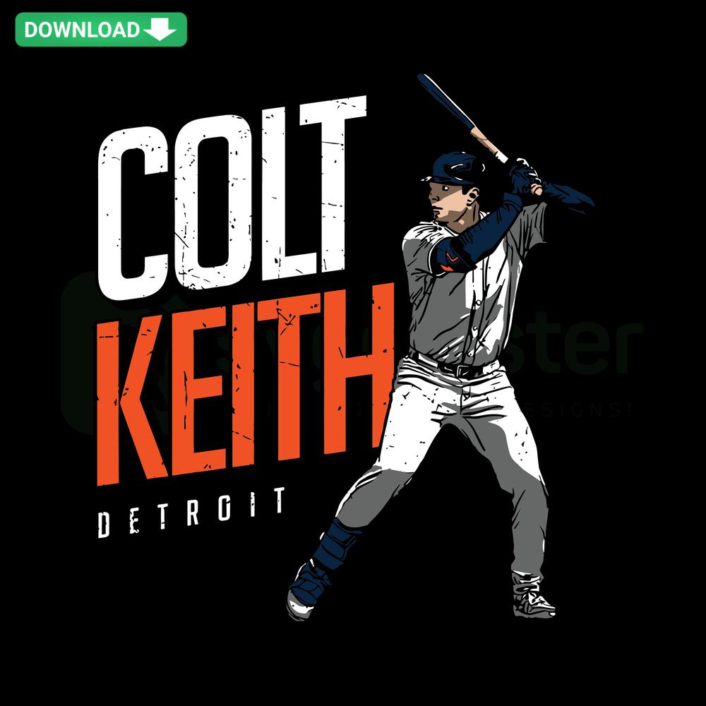Colt Keith Detroit Tigers SVG Cut File: Baseball Player Silhouette Digital Download for Cricut, MLB Fan Art, Sports Design