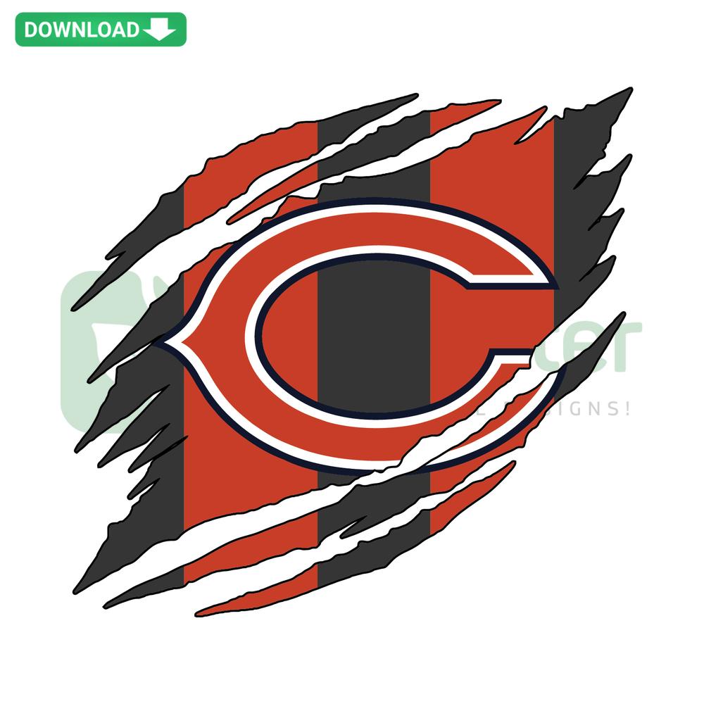 Chicago Bears Torn NFL SVG Digital Download: Distressed logo design, printable vector graphic for sports crafts, Chicago Bears fan gear.