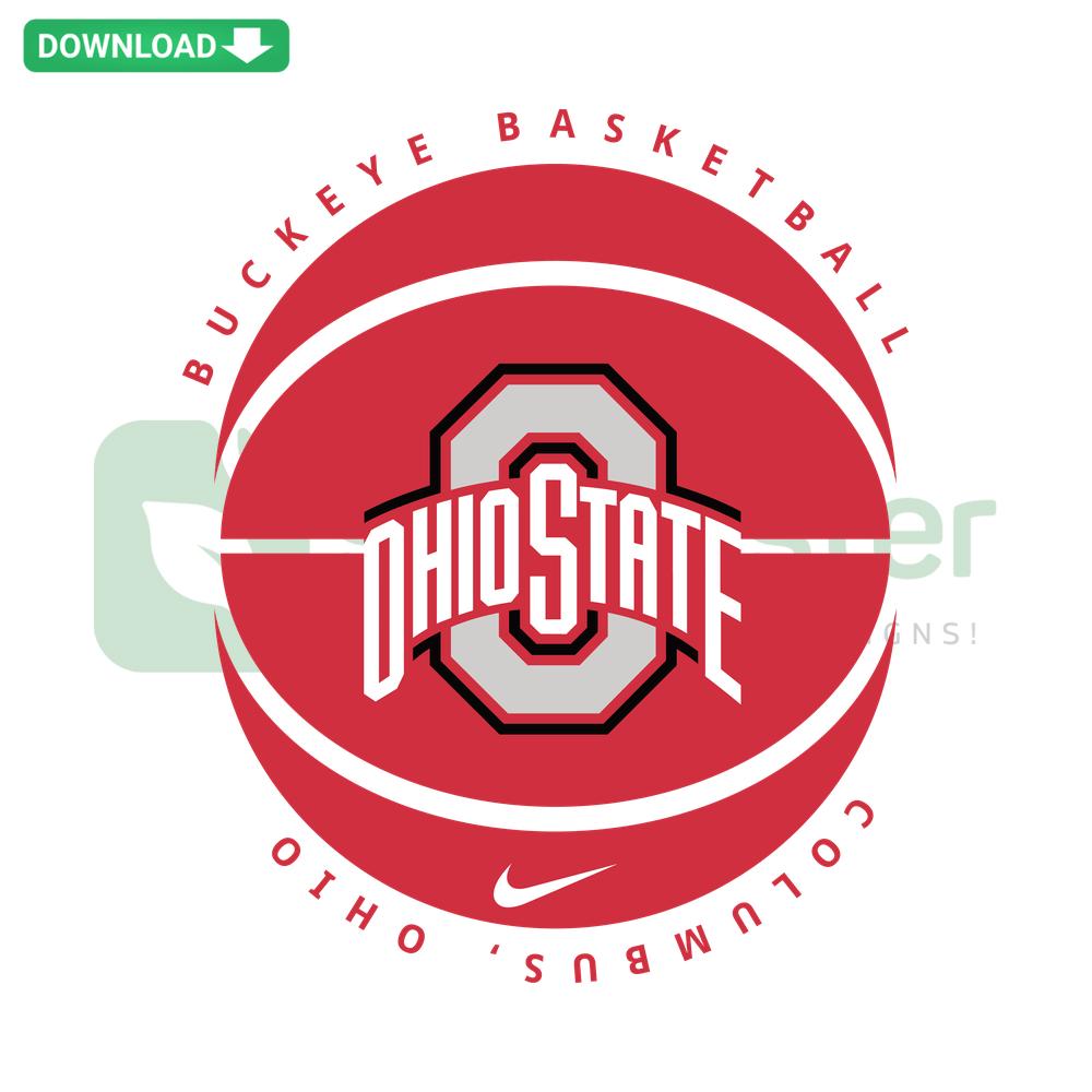 Ohio State Buckeyes Basketball Vintage SVG Design; Red Basketball Hoop, University Logo, SVG for Designers, NCAA Sports Graphic