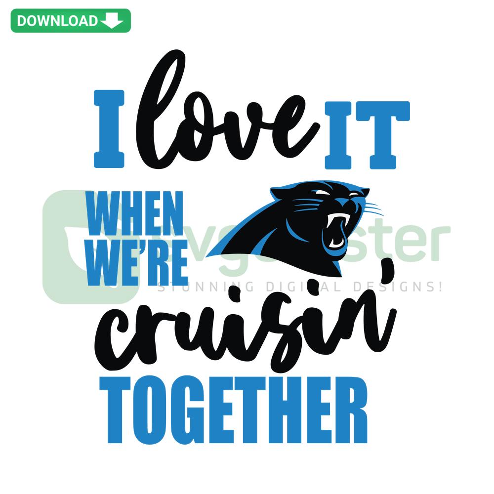 Carolina Panthers Cruisin Together SVG Design, Team Logo with Retro Van and Palm Trees, Cricut Cut File, Football SVG.