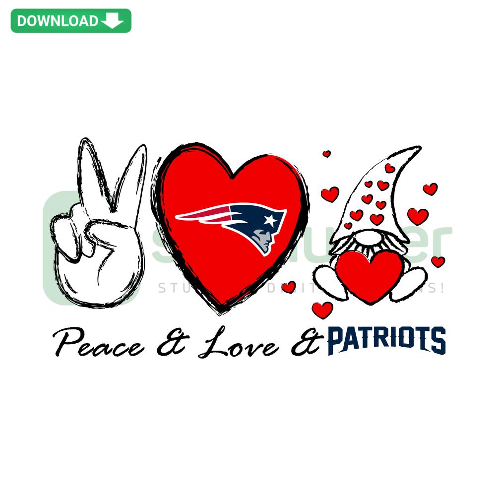 Patriots-themed SVG design featuring peace sign, heart shape, and Red, White, Blue elements for digital download.